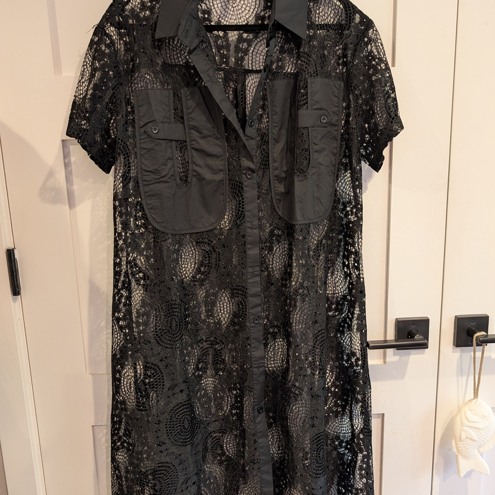 Black Lace Short Sleeve Dress
